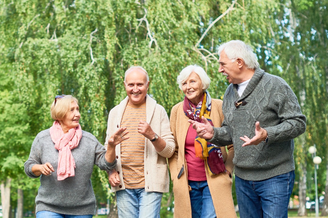 Group of seniors enjoying freedom of independent living