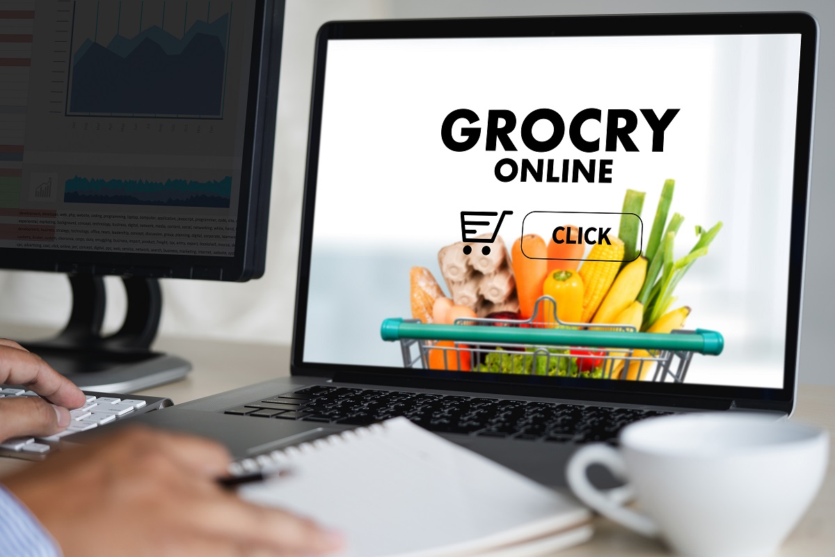 grocery online shopping image on a laptop